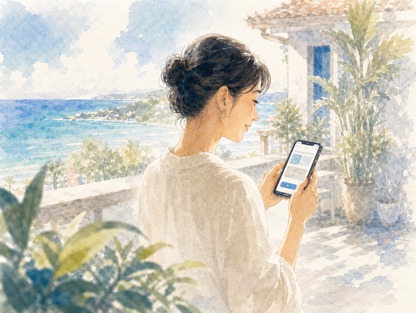 スマートフォンでランディングページを読むお客さま